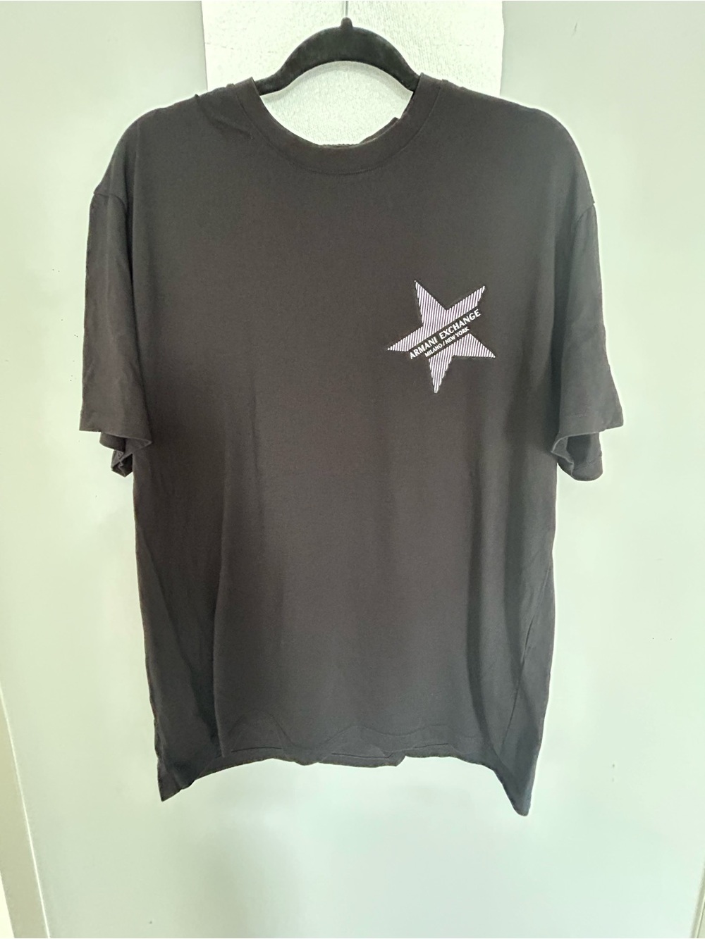 A/X Armani Exchange Black Short-Sleeve Tee with Star Chest Logo